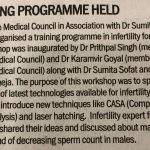 Dr. Sumita Sofat Hospital organised a Training programme in Infertility - Press Release 4